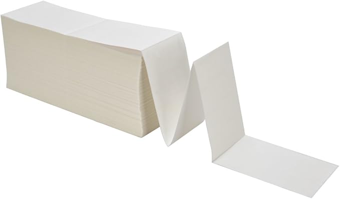 MFLABEL 6 Stacks Fanfold 4" x 6" Direct Thermal Labels White Perforated Shipping Label(2,000 Labels per Stack) (6 Stacks)