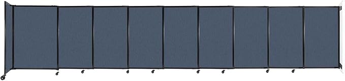 Wall-Mounted Sliding StraightWall Room Divider | Adjustable Widths | Locking Wheels | Room Separator | Up to 19'9" Wide x 4' Tall Ocean Fabric Panels