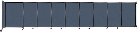 Wall-Mounted Sliding StraightWall Room Divider | Adjustable Widths | Locking Wheels | Room Separator | Up to 19'9" Wide x 4' Tall Ocean Fabric Panels