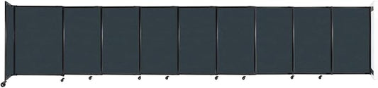 Wall-Mounted Sliding StraightWall Room Divider | Adjustable Widths | Locking Wheels | Room Separator | Up to 19'9" Wide x 4' Tall Blue Spruce Fabric Panels