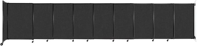 Wall-Mounted Sliding StraightWall Room Divider | Adjustable Widths | Locking Wheels | Room Separator | Up to 19'9" Wide x 4' Tall Black Fabric Panels