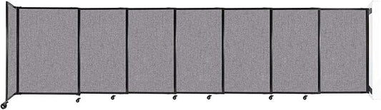 Wall-Mounted Sliding StraightWall Room Divider | Adjustable Widths | Locking Wheels | Room Separator | Up to 15'6" Wide x 4' Tall Cloud Gray Fabric Panels