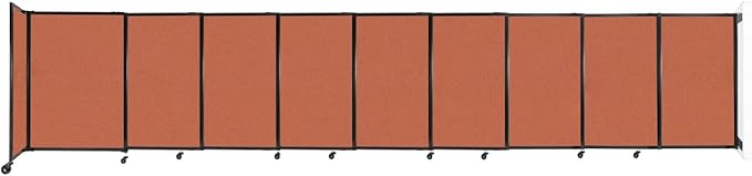Wall-Mounted Sliding StraightWall Room Divider | Adjustable Widths | Locking Wheels | Room Separator | Up to 19'9" Wide x 4' Tall Papaya Fabric Panels