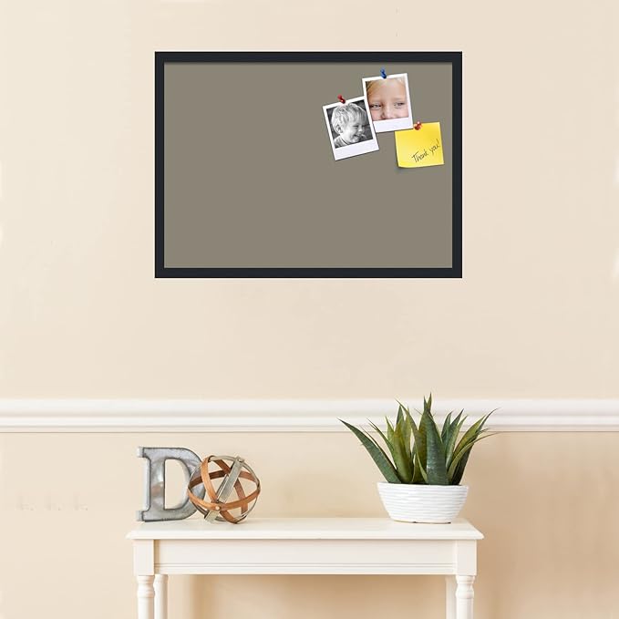 PinPix 28x20 Inch Cork Bulletin Board. This Decorative Framed Pin Board Comes with Pewter Design and a Satin Black Frame. Ideal for Home Office Decor or Message Board (PinPix-1812)