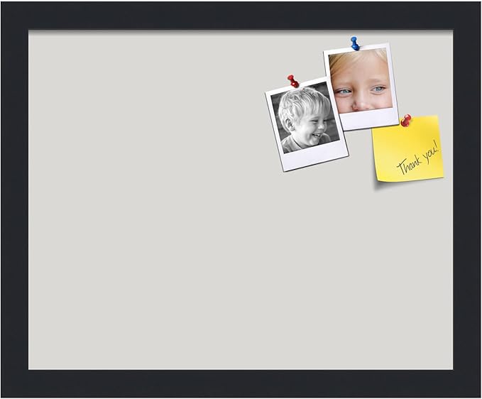 PinPix 15x12 Inch Cork Bulletin Board. This Decorative Framed Pin Board Comes with Light Stone Design and a Satin Black Frame. Ideal for Home Office Decor or Message Board (PinPix-1809)