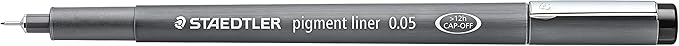 STAEDTLER Pigment Liner, Fineliner Pen for Drawing, Drafting, Journaling, 0.05mm, Black, Box of 5 Pens, 308 0059M