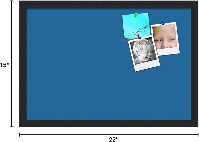 PinPix 22x15 Inch Cork Bulletin Board. This Decorative Framed Pin Board Comes with Navy Pastel Design and a Satin Black Frame. Ideal for Home Office Decor or Message Board (PinPix-1811)