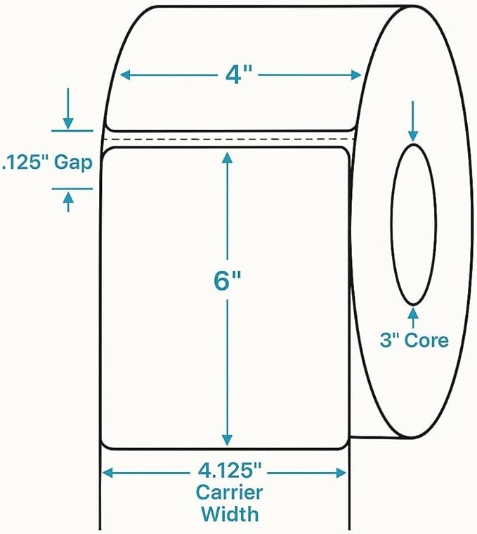 Compulabel 4" x 6" Direct Thermal Labels, White, 3" Core, Perforated, Permanent Adhesive, 2 Rolls, 1000 Labels per roll, 2000 Total