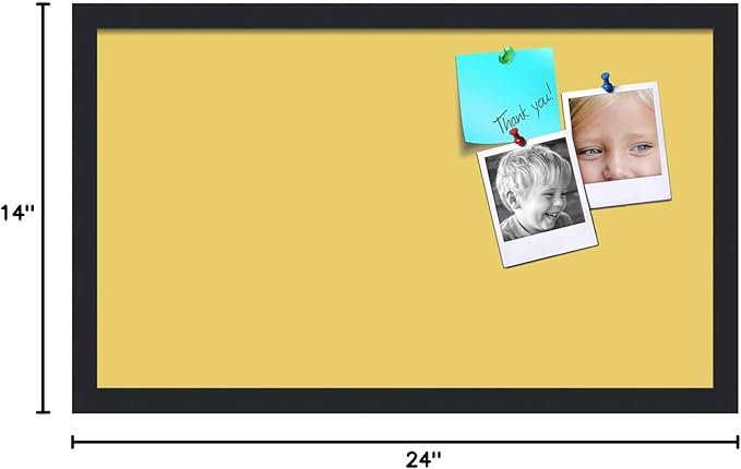 PinPix 24x14 Inch Cork Bulletin Board. This Decorative Framed Pin Board Comes with Honey Pastel Design and a Satin Black Frame. Ideal for Home Office Decor or Message Board (PinPix-1810)