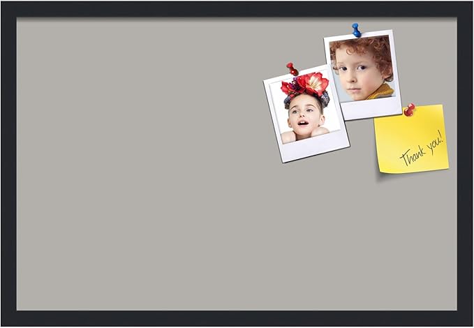 PinPix 27x18 Inch Cork Bulletin Board. This Decorative Framed Pin Board Comes with Dark Stone Design and a Satin Black Frame. Ideal for Home Office Decor or Message Board (PinPix-1808)