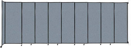 Wall-Mounted Sliding StraightWall Room Divider | Adjustable Widths | Locking Wheels | Room Separator | Up to 19'9" Wide x 6'10" Tall Powder Blue Fabric Panels