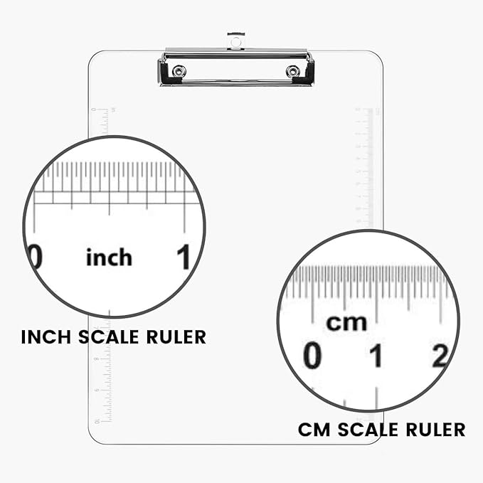 PERFORMORE Clear Acrylic Clipboards 6-Pack | 12โ x 9โ Letter-Size Writing Boards | Durable Transparent Plastic with Silver Low-Profile Clips | Ideal for Office, School, Events, and Seminars