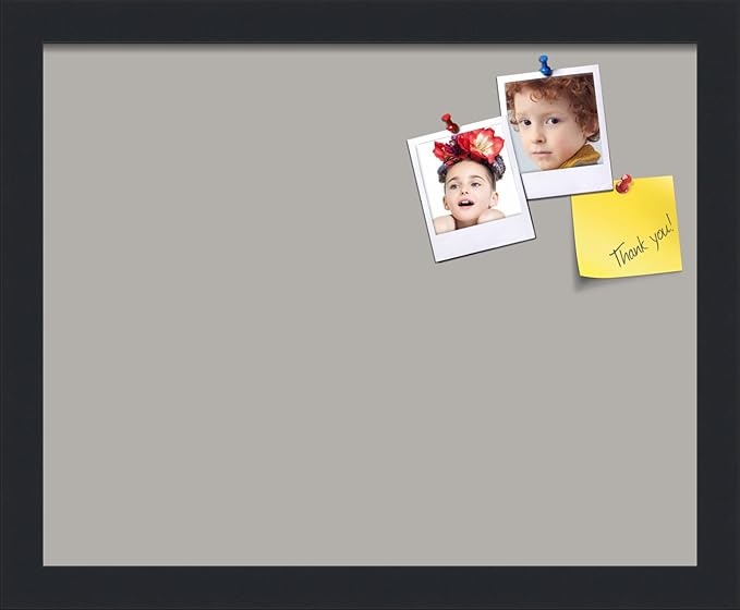 PinPix 15x12 Inch Cork Bulletin Board. This Decorative Framed Pin Board Comes with Dark Stone Design and a Satin Black Frame. Ideal for Home Office Decor or Message Board (PinPix-1808)