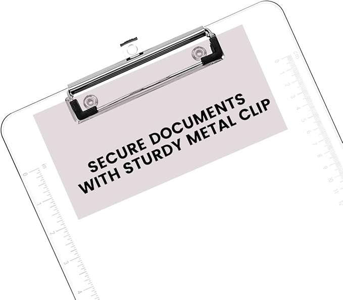 PERFORMORE Clear Acrylic Clipboards 6-Pack | 12โ x 9โ Letter-Size Writing Boards | Durable Transparent Plastic with Silver Low-Profile Clips | Ideal for Office, School, Events, and Seminars