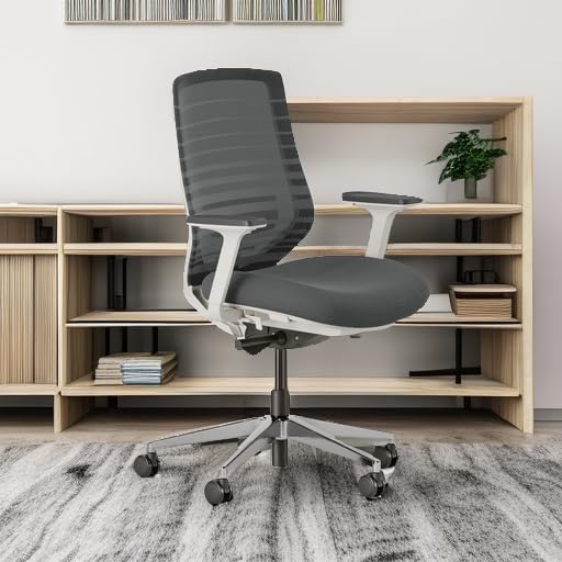 Branch Ergonomic Chair - A Versatile Desk Chair with Adjustable Lumbar Support, Breathable Mesh Backrest, and Smooth Wheels - Experience Optimal Comfort and Support - Graphite - White