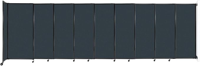 Wall-Mounted Sliding StraightWall Room Divider | Adjustable Widths | Locking Wheels | Room Separator | Up to 19'9" Wide x 6' Tall Blue Spruce Fabric Panels