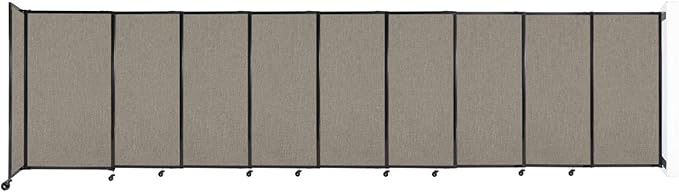 Wall-Mounted Sliding StraightWall Room Divider | Adjustable Widths | Locking Wheels | Room Separator | Up to 19'9" Wide x 5' Tall Warm Pebble Fabric Panels