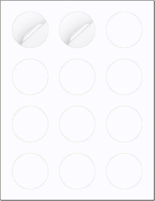 Methdic 2" Diameter High Visibility Printable Round Labels,Matte White,360 Customizable Blank Stickers