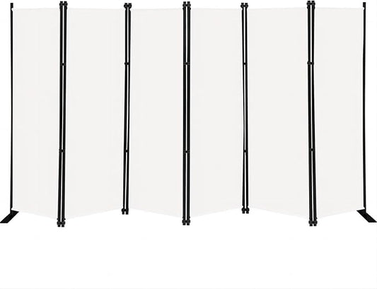 MAYOLIAH 6 Panel Folding Privacy Screen 9ft Wide, 6ft Tall Partition Room Divider Portable Office Walls Dividers Panel, White