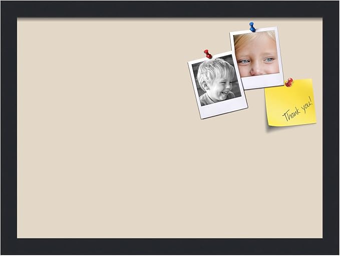 PinPix 18x13 Inch Cork Bulletin Board. This Decorative Framed Pin Board Comes with Desert Pastel Design and a Satin Black Frame. Ideal for Home Office Decor or Message Board (PinPix-1815)