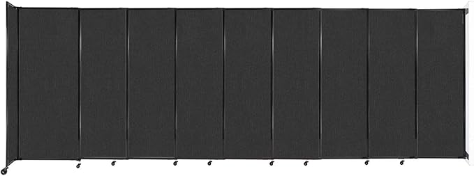 Wall-Mounted Sliding StraightWall Room Divider | Adjustable Widths | Locking Wheels | Room Separator | Up to 19'9" Wide x 6'10" Tall Black Fabric Panels