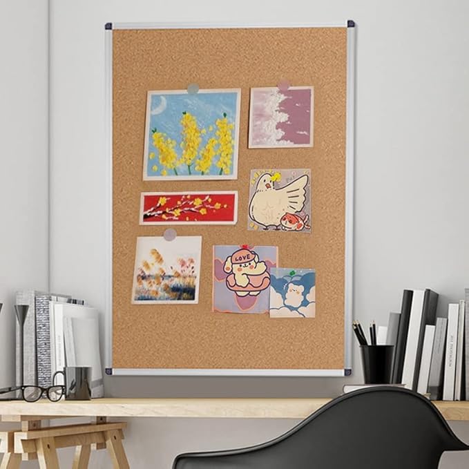 VIZ-PRO Cork Notice Board, 72 X 48 Inches, Silver Aluminium Frame