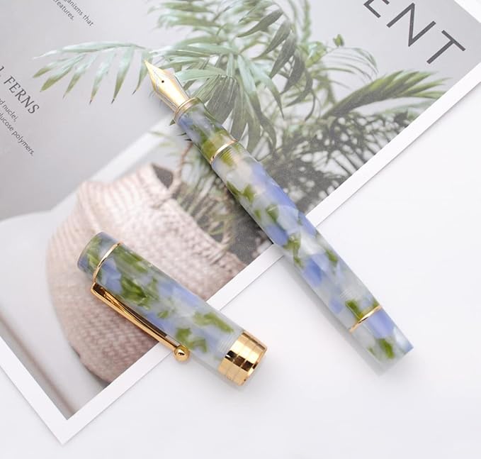 JINHAO 100 Fountain Pen with Ink Converter (Medium Nib 0.7mm, Seaweed Green)