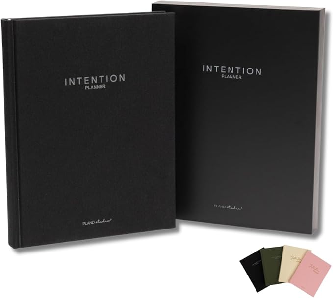 Pland Studio 90-Day Planner β Undated Daily Goal Journal for Men & Women | Charcoal Onyx Hardcover with Habit Tracker, Vision Board, Gratitude Prompts & Flat Lay Binding | Productivity & Mindfulness Notebook