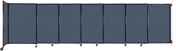 Wall-Mounted Sliding StraightWall Room Divider | Adjustable Widths | Locking Wheels | Room Separator | Up to 15'6" Wide x 4' Tall Ocean Fabric Panels