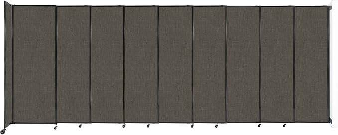 Wall-Mounted Sliding StraightWall Room Divider | Adjustable Widths | Locking Wheels | Room Separator | Up to 19'9" Wide x 7'6" Tall Mocha Fabric Panels