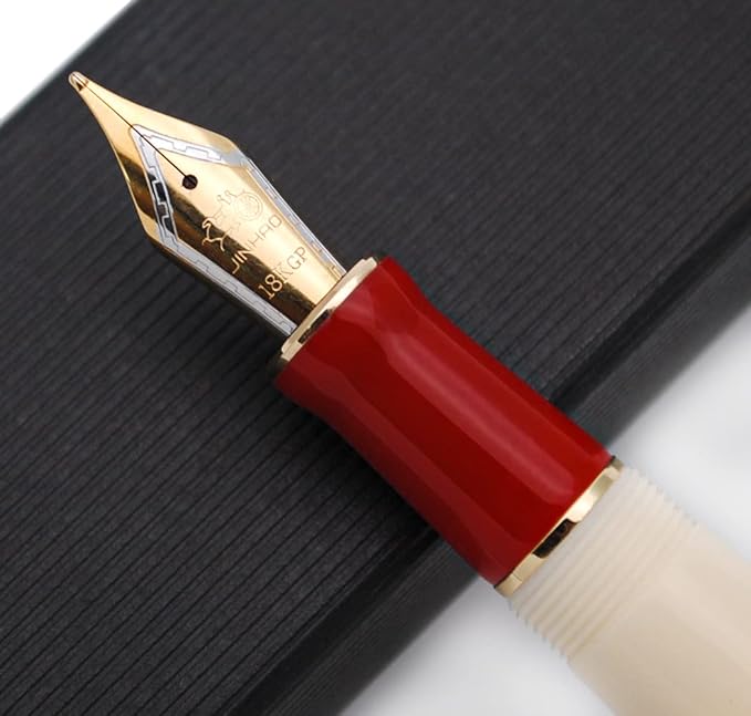JINHAO 100 Fountain Pen with Ink Converter (Medium Nib 0.7mm, White & Red)