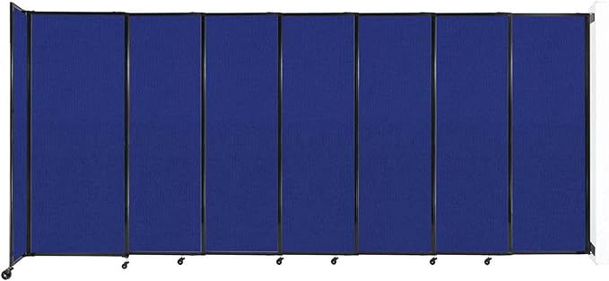 Wall-Mounted Sliding StraightWall Room Divider | Adjustable Widths | Locking Wheels | Room Separator | Up to 15'6" Wide x 6'10" Tall Royal Blue Fabric Panels