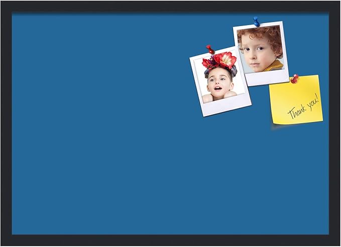 PinPix 27x19 Inch Cork Bulletin Board. This Decorative Framed Pin Board Comes with Navy Pastel Design and a Satin Black Frame. Ideal for Home Office Decor or Message Board (PinPix-1811)