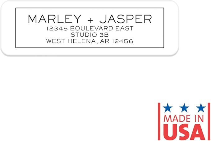 Simple Modern Outline Rolled Address Labels/Roll of 500 Square Box Personalized Address Labels/Designer Return Address Stickers in Elegant Plastic Dispenser