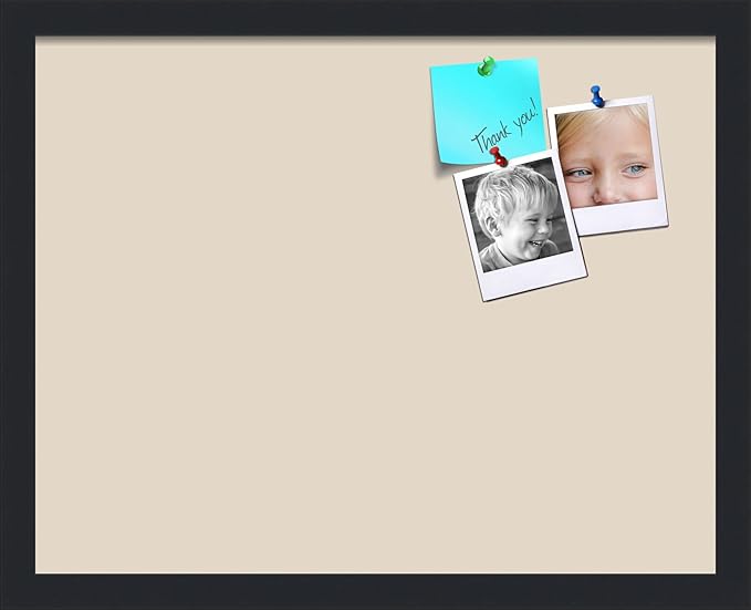 PinPix 19x15 Inch Cork Bulletin Board. This Decorative Framed Pin Board Comes with Desert Pastel Design and a Satin Black Frame. Ideal for Home Office Decor or Message Board (PinPix-1815)