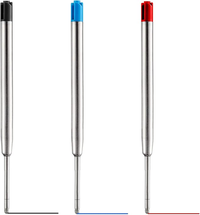 HeTaoCat Black Ink Refill Pack of 5, Replaceable Ballpoint Pen Refills, Medium Point Metal Refil (Black)