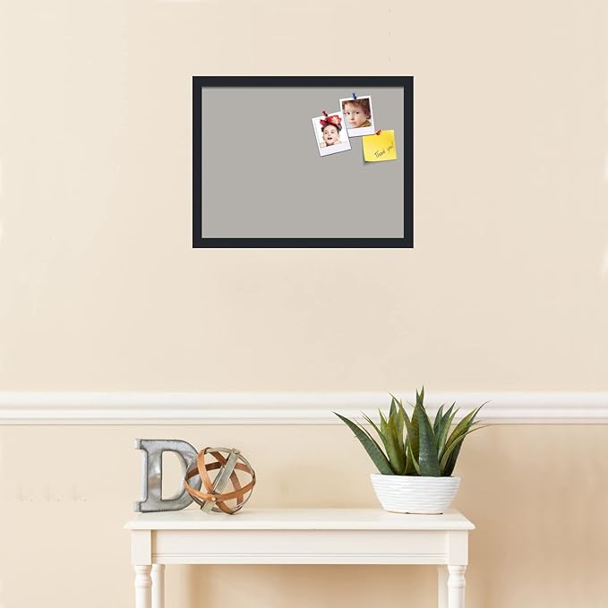 PinPix 20x15 Inch Cork Bulletin Board. This Decorative Framed Pin Board Comes with Dark Stone Design and a Satin Black Frame. Ideal for Home Office Decor or Message Board (PinPix-1808)