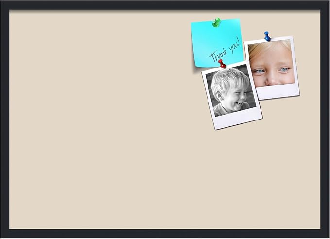 PinPix 34x24 Inch Cork Bulletin Board. This Decorative Framed Pin Board Comes with Desert Pastel Design and a Satin Black Frame. Ideal for Home Office Decor or Message Board (PinPix-1815)