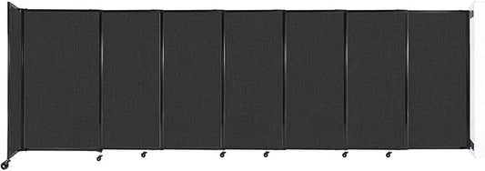 Wall-Mounted Sliding StraightWall Room Divider | Adjustable Widths | Locking Wheels | Room Separator | Up to 15'6" Wide x 5' Tall Black Fabric Panels