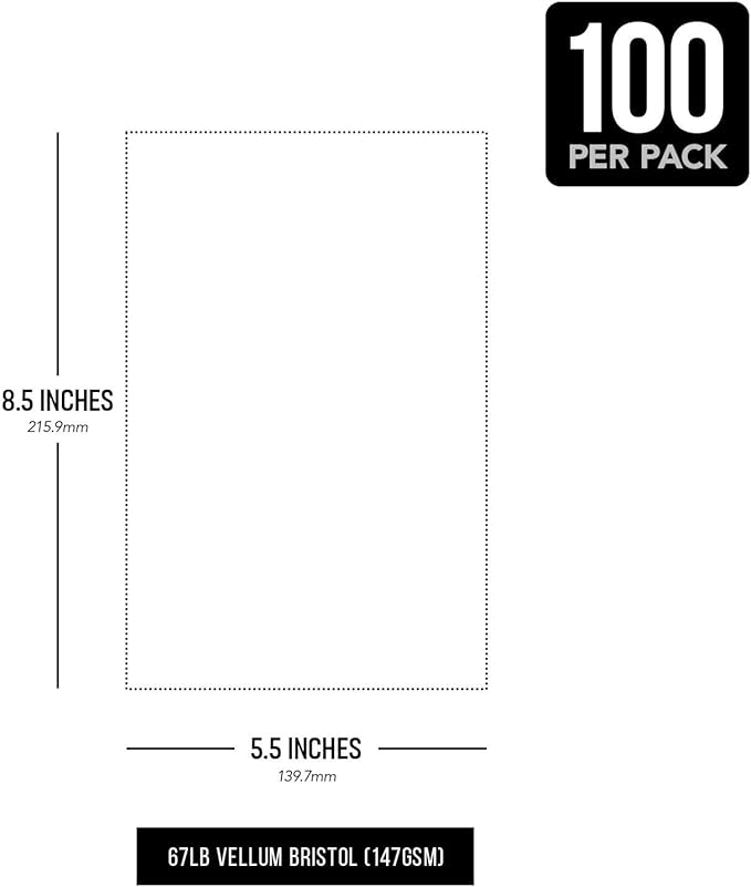 Half Letter Size, 8.5" x 5.5" Pastel Color Cardstock Paper for Arts and Crafts, Scrapbooking, Stationery Printing | Medium Weight 67lb Vellum Bristol (147gsm) Card Stock | 100 Sheets per Pack | Gray