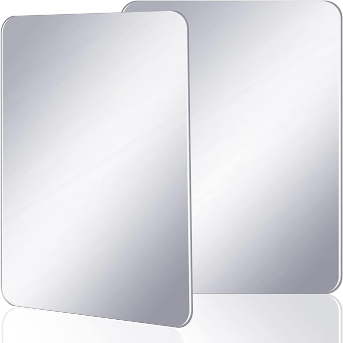 craftshou 2 Pieces Magnetic Locker Mirror Rectangular Locker Mirror Locker Magnetic Mirror for Home Office Cabinet School Locker Wall Mirror (4.3x4.3 Inch)