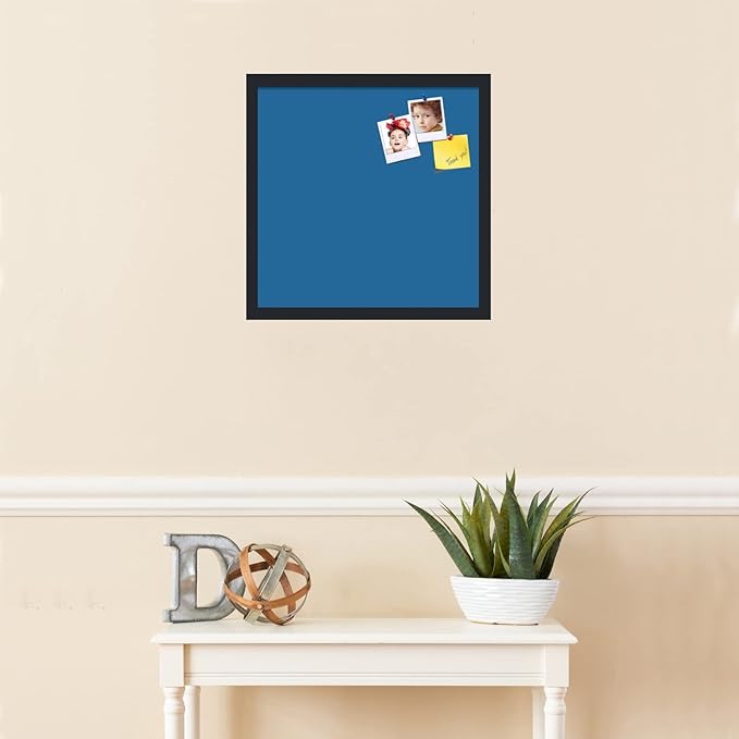 PinPix 18x18 Inch Cork Bulletin Board. This Decorative Framed Pin Board Comes with Navy Pastel Design and a Satin Black Frame. Ideal for Home Office Decor or Message Board (PinPix-1811)