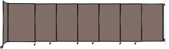 Wall-Mounted Sliding StraightWall Room Divider | Adjustable Widths | Locking Wheels | Room Separator | Up to 15'6" Wide x 4' Tall Latte Fabric Panels