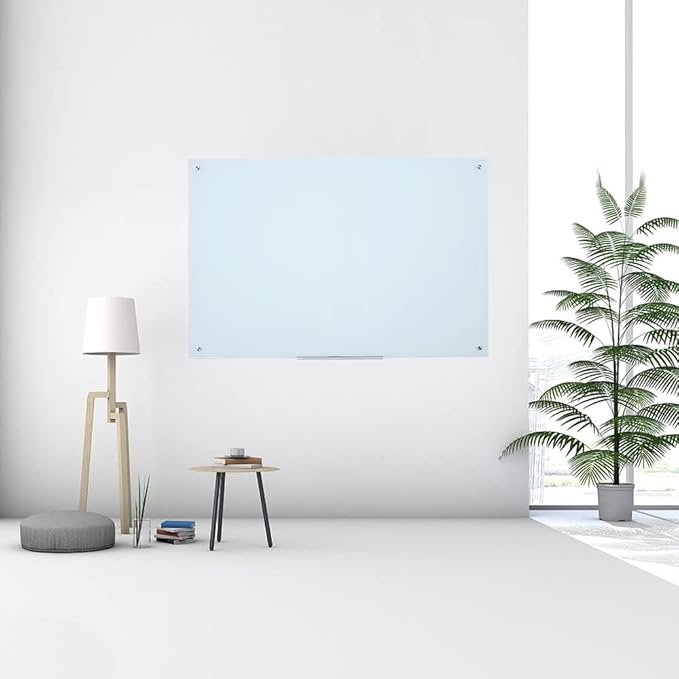 Glass Dry Erase Board - Magnetic Whiteboard with Frameless Mounting, Premium Tempered Glass Surface & Accessory Tray - Perfect for Office, Classroom, or Home (60" x 40")