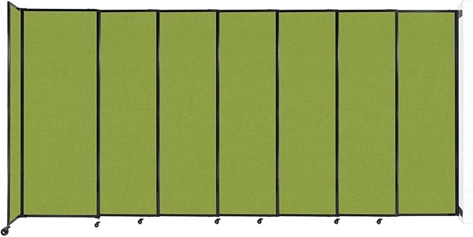Wall-Mounted Sliding StraightWall Room Divider | Adjustable Widths | Locking Wheels | Room Separator | Up to 15'6" Wide x 7'6" Tall Lime Green Fabric Panels