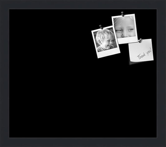 PinPix 16x14 Inch Cork Bulletin Board. This Decorative Framed Pin Board Comes with Solid Black Design and a Satin Black Frame. Ideal for Home Office Decor or Message Board (PinPix-622)