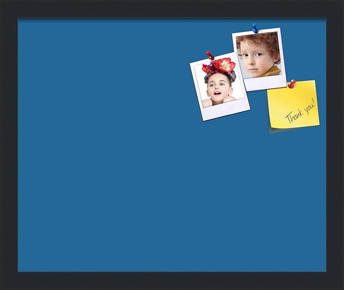 PinPix 17x14 Inch Cork Bulletin Board. This Decorative Framed Pin Board Comes with Navy Pastel Design and a Satin Black Frame. Ideal for Home Office Decor or Message Board (PinPix-1811)