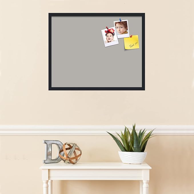 PinPix 28x22 Inch Cork Bulletin Board. This Decorative Framed Pin Board Comes with Dark Stone Design and a Satin Black Frame. Ideal for Home Office Decor or Message Board (PinPix-1808)