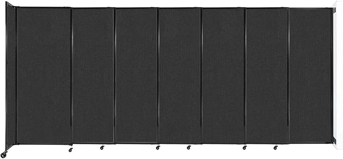 Wall-Mounted Sliding StraightWall Room Divider | Adjustable Widths | Locking Wheels | Room Separator | Up to 15'6" Wide x 6'10" Tall Black Fabric Panels