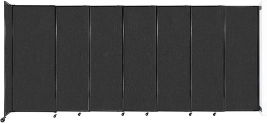 Wall-Mounted Sliding StraightWall Room Divider | Adjustable Widths | Locking Wheels | Room Separator | Up to 15'6" Wide x 6'10" Tall Black Fabric Panels